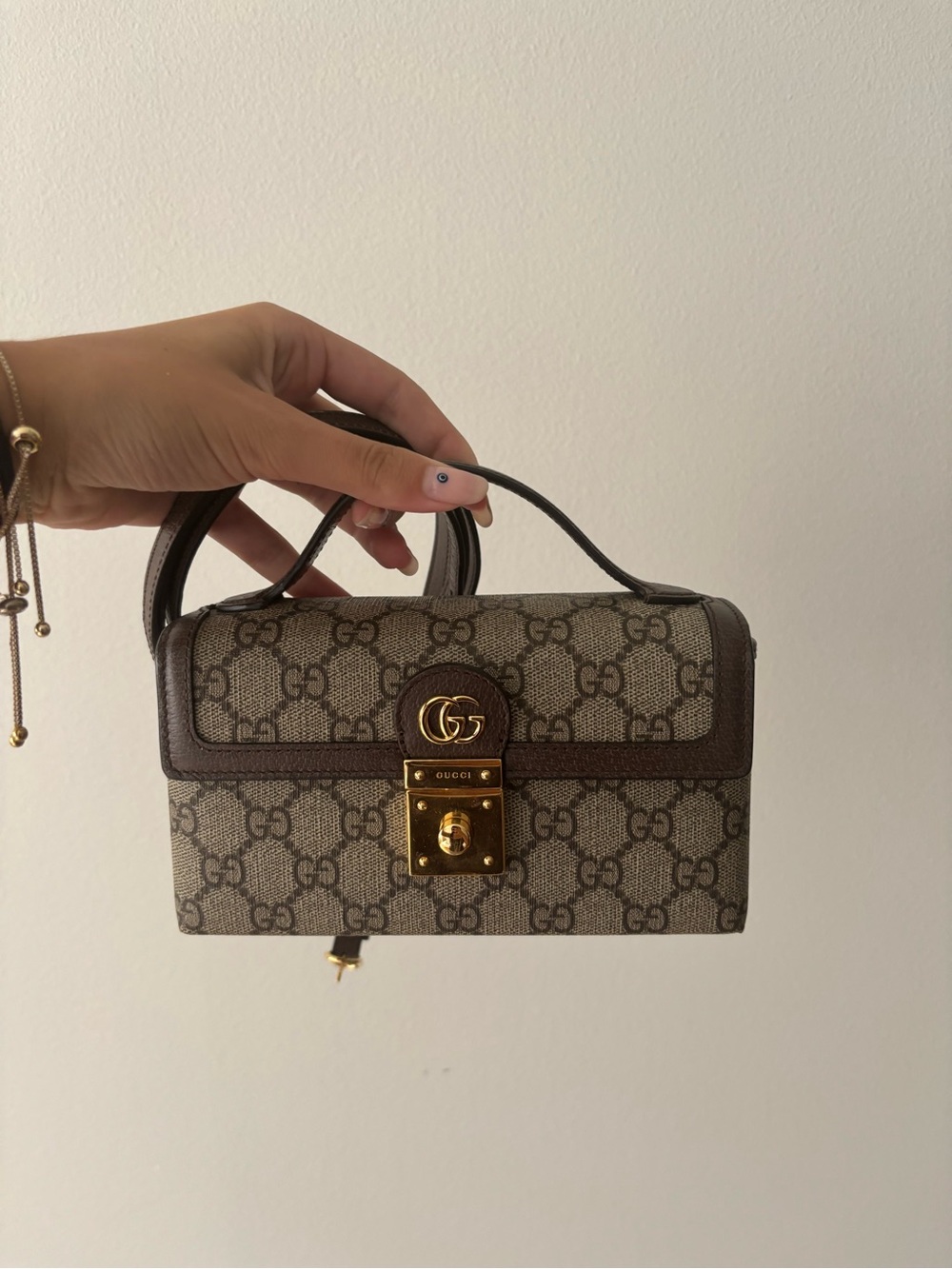 Gucci Beige & Brown GG Supreme Top-Handle Mini Bag
